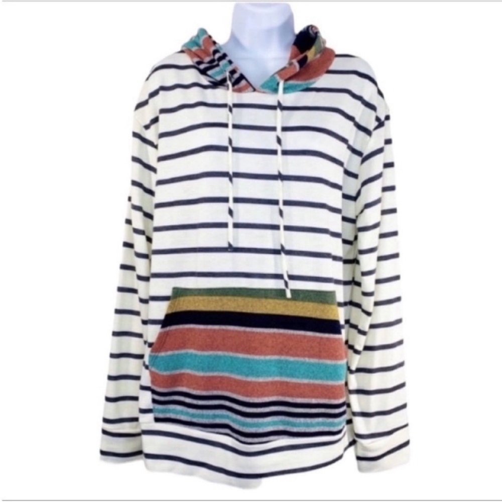 12 PM BY MON AMI striped hoodie top XL - Picture 2 of 8